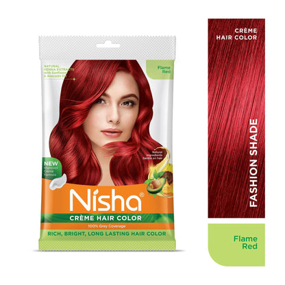 Nisha Creme Hair Color for Women - Flame Red - Distacart