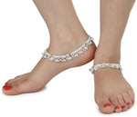 Thumbnail for AanyaCentric Silver Plated White Metal Payal Indian Traditional Ethnic Fashion Imitation Jewellery Foot Chain - Distacart