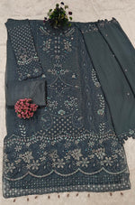 Thumbnail for Anaita Blue Fox Georgette Suit With Khatli & Sequence Work - Distacart