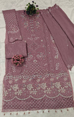 Thumbnail for Anaita Purple Fox Georgette Suit With Khatli & Sequence Work - Distacart