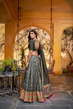 Thumbnail for Lorenvalley Fashion Black Tasar Silk Iconic Sparkle with Lace Border Lehenga Choli with Dupatta - Distacart