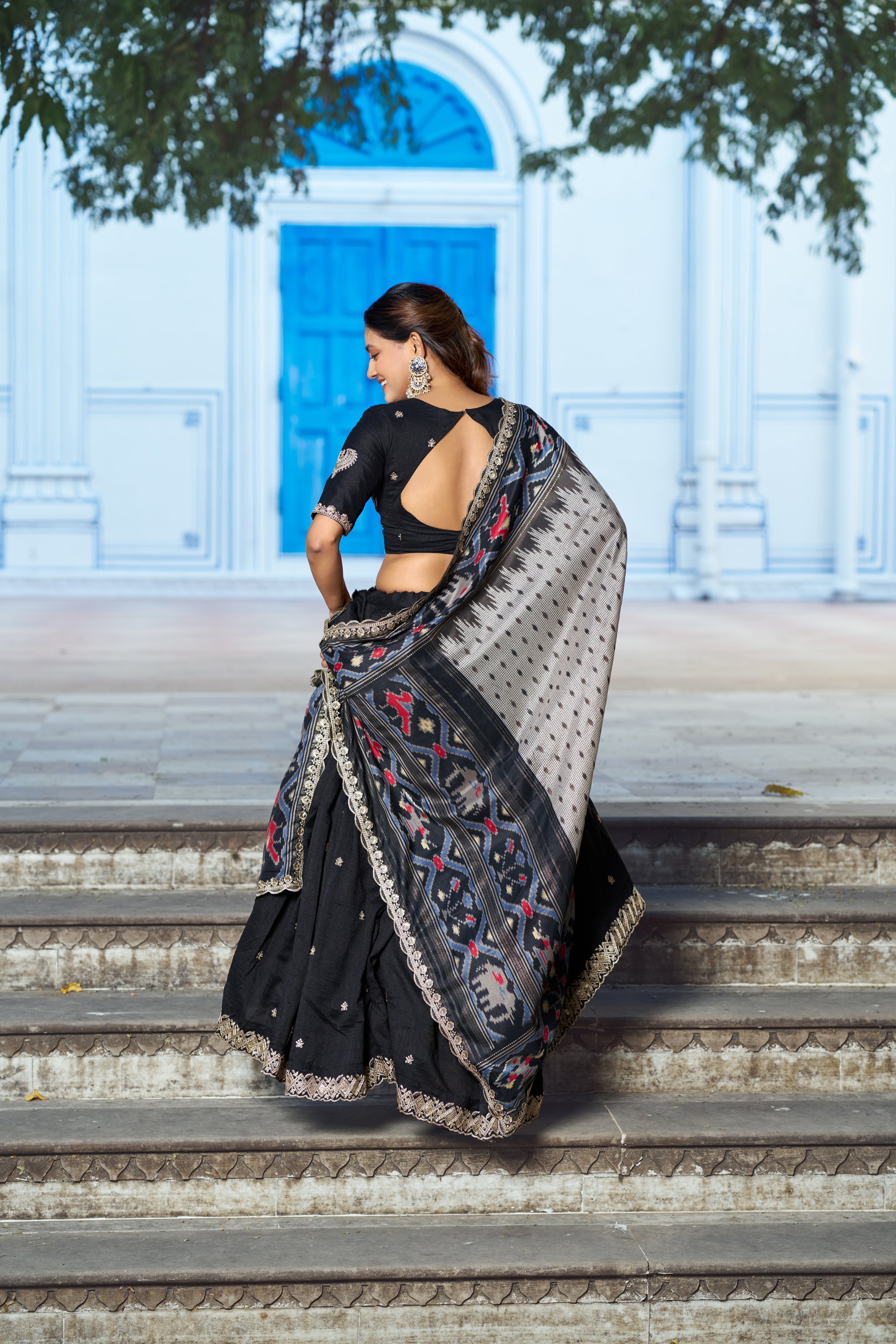 Lorenvalley Fashion Black Vichitra Silk Sequins and Thread Embroidery Work Lehenga Choli with Dupatta - Dista