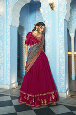 Thumbnail for Lorenvalley Fashion Ranipink Vichitra Silk Sequins and Thread Embroidery Work Lehenga Choli with Dupatta - Dista