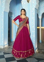 Thumbnail for Lorenvalley Fashion Ranipink Vichitra Silk Sequins and Thread Embroidery Work Lehenga Choli with Dupatta - Dista
