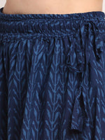 Thumbnail for TAG 7 Women Navy Blue Ethnic Motifs Printed Flared Ethnic Palazzos