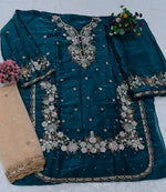 Thumbnail for Anaita Teal Jimmy Choo Suit With Embroidery & Sequence Work - Distacart