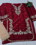 Thumbnail for Anaita Maroon Jimmy Choo Suit With Embroidery & Sequence Work - Distacart