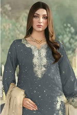 Thumbnail for Anaita Grey Jimmy Choo Suit With Embroidery & Sequence Work - Distacart