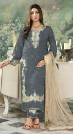Thumbnail for Anaita Grey Jimmy Choo Suit With Embroidery & Sequence Work - Distacart