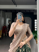 Thumbnail for Lorenvalley Fashion Multicolor Tasar Silk Kalamkari Print with Lace Border Lehenga Choli with Dupatta - Dista