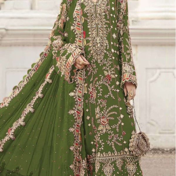 Anaita Mehendi Silk Suit With Embroidery & Sequence Work - Distacart
