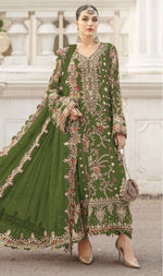 Thumbnail for Anaita Mehendi Silk Suit With Embroidery & Sequence Work - Distacart