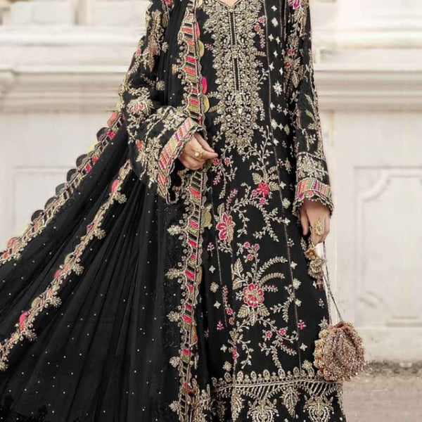 Anaita Black Silk Suit With Embroidery & Sequence Work - Distacart
