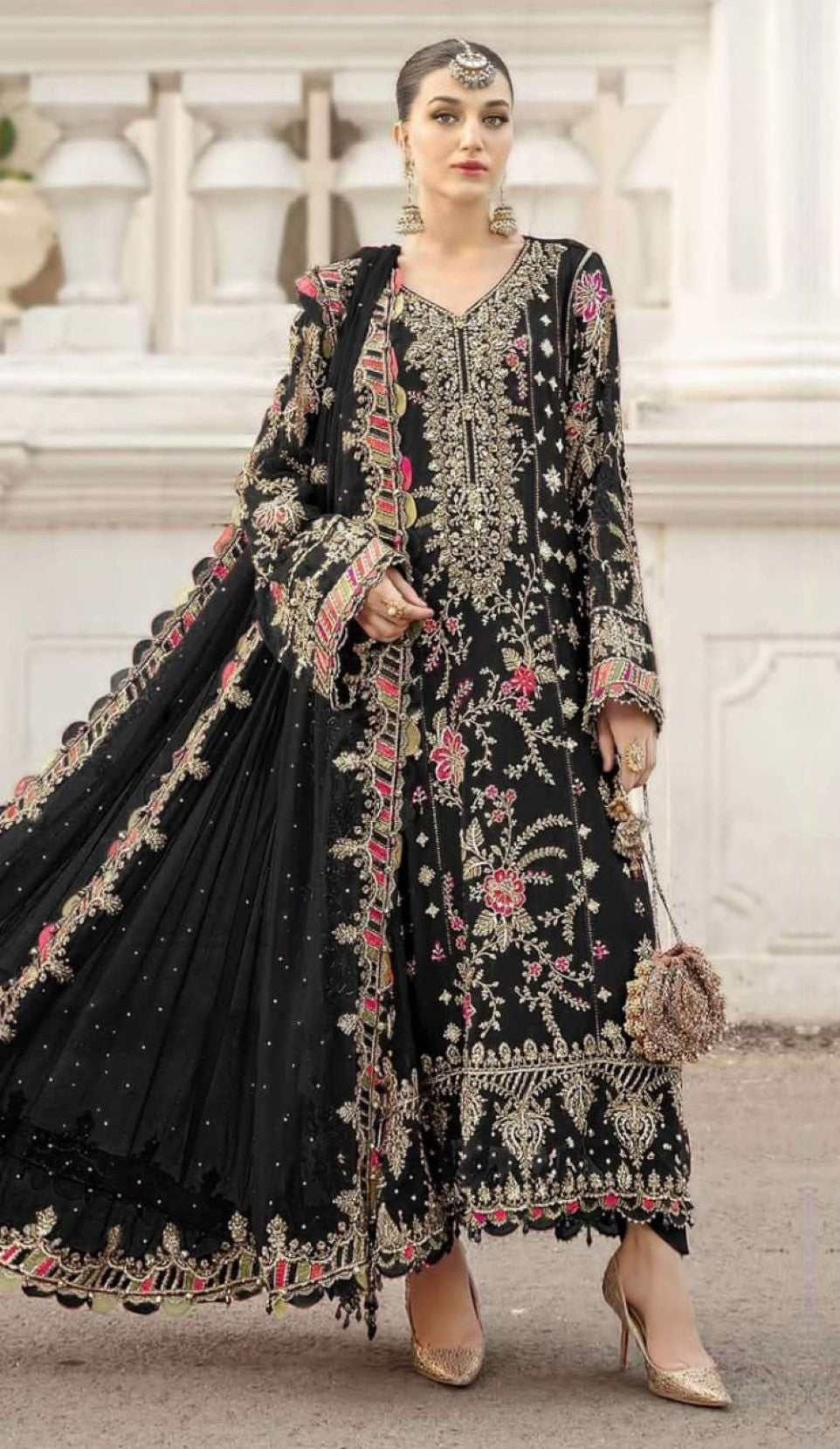 Anaita Black Silk Suit With Embroidery & Sequence Work - Distacart