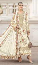 Thumbnail for Anaita White Silk Suit With Embroidery & Sequence Work - Distacart