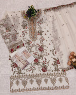 Thumbnail for Anaita White Silk Suit With Embroidery & Sequence Work - Distacart