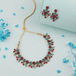 Thumbnail for Tehzeeb Creations Brass Gold-Polished Gold, Pink, Blue Jewel Set - Distacart