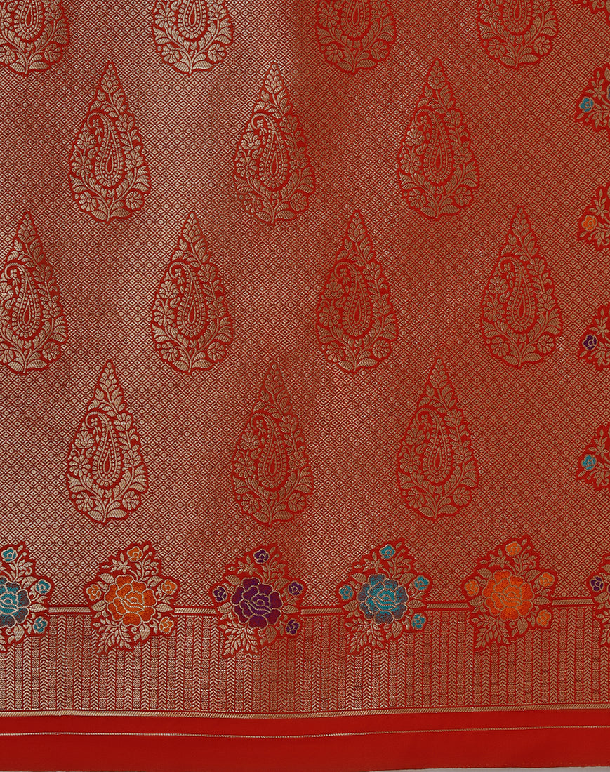 Monjolika Fashion Dark Pink Banarasi Silk Blend SareeWith Zari Woven Detailing - Distacart