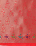 Thumbnail for Monjolika Fashion Dark Peach Banarasi Silk Blend SareeWith Zari Woven Detailing - Distacart