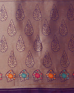 Thumbnail for Monjolika Fashion Dark Violet Banarasi Silk Blend SareeWith Zari Woven Detailing - Distacart