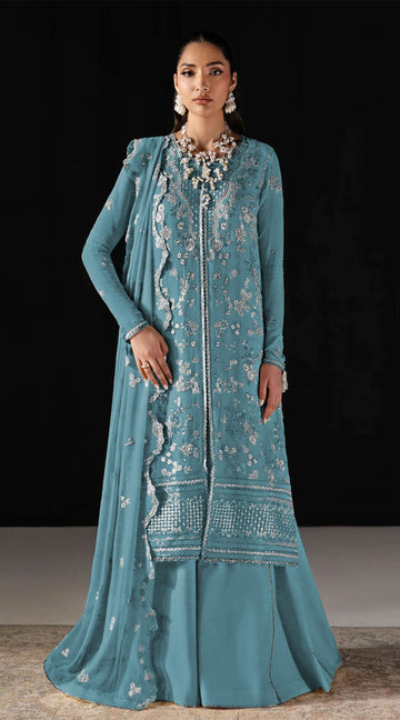Anaita D Blue Chiffon Suit With Embroidery Work - Dista