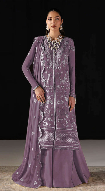 Anaita Purple Chiffon Suit With Embroidery Work - Dista