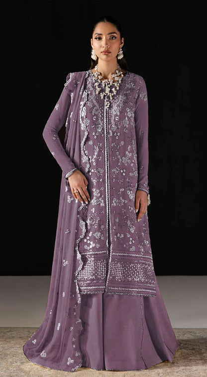 Anaita Purple Chiffon Suit With Embroidery Work - Dista
