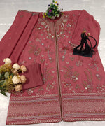 Thumbnail for Anaita Pink Chiffon Suit With Embroidery Work - Dista