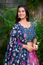 Thumbnail for Lorenvalley Pink Tussar Silk Pichwai With Patola Print And Zari Weaving Border Lehenga Choli with Dupatta