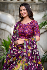 Thumbnail for Lorenvalley Yellow Tussar Silk Pichwai With Patola Print And Zari Weaving Border Lehenga Choli with Dupatta