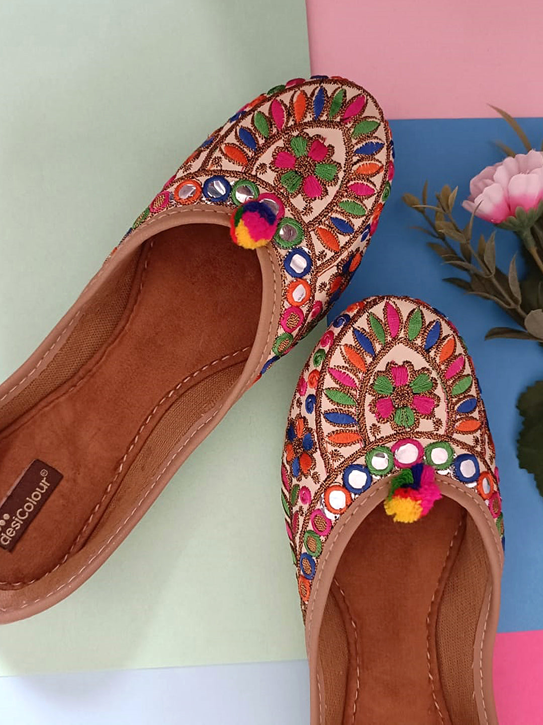 Desi Colour Women Indian Ethnic Footwear-Office Wear Ultra Comfortable Multi Emb - Distacart