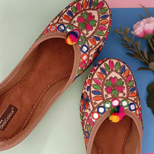 Desi Colour Women Indian Ethnic Footwear-Office Wear Ultra Comfortable Multi Emb - Distacart
