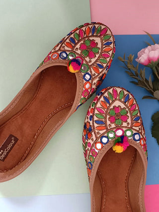 Desi Colour Women Indian Ethnic Footwear-Office Wear Ultra Comfortable Multi Emb - Distacart
