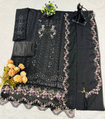 Thumbnail for Anaita Black Chiffon Suit with Embroidery & Crystal Khatli Work - Dista