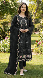 Thumbnail for Anaita Black Chiffon Suit with Embroidery & Crystal Khatli Work - Dista