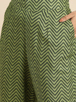 Thumbnail for All About You Women Green Ethnic Motifs Printed Kurta with Trousers - Distacart