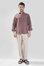 Thumbnail for Xkind Brown Crush Wrinkled Look Regular Fit Shirt