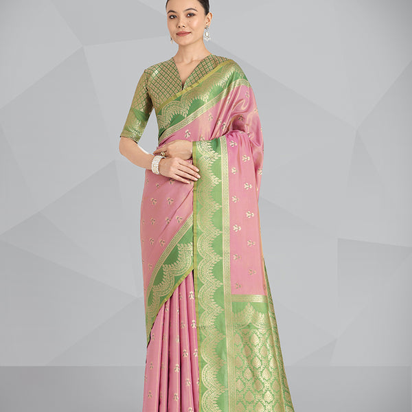 Monjolika Fashion Mauve Pink Color Weaving Banarasi Tissue Silk Classic Saree - Distacart
