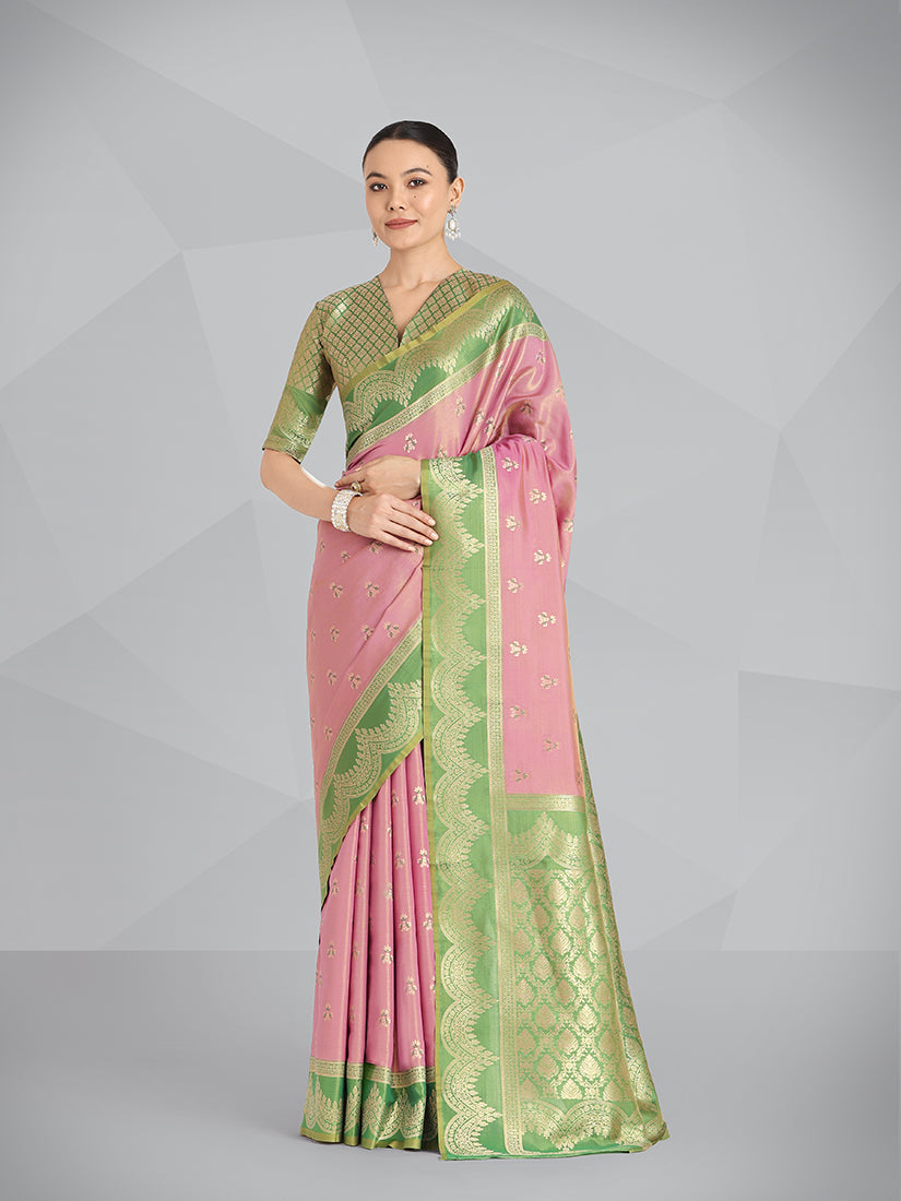 Monjolika Fashion Mauve Pink Color Weaving Banarasi Tissue Silk Classic Saree - Distacart