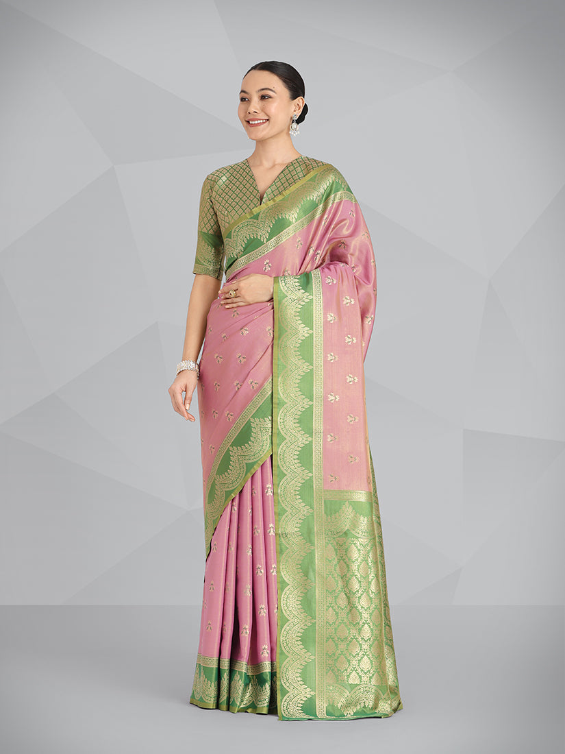 Monjolika Fashion Mauve Pink Color Weaving Banarasi Tissue Silk Classic Saree - Distacart