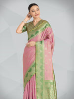 Thumbnail for Monjolika Fashion Mauve Pink Color Weaving Banarasi Tissue Silk Classic Saree - Distacart