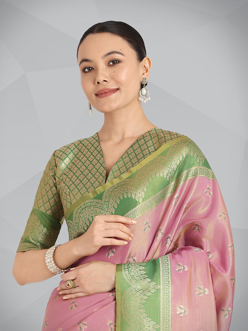 Monjolika Fashion Mauve Pink Color Weaving Banarasi Tissue Silk Classic Saree - Distacart