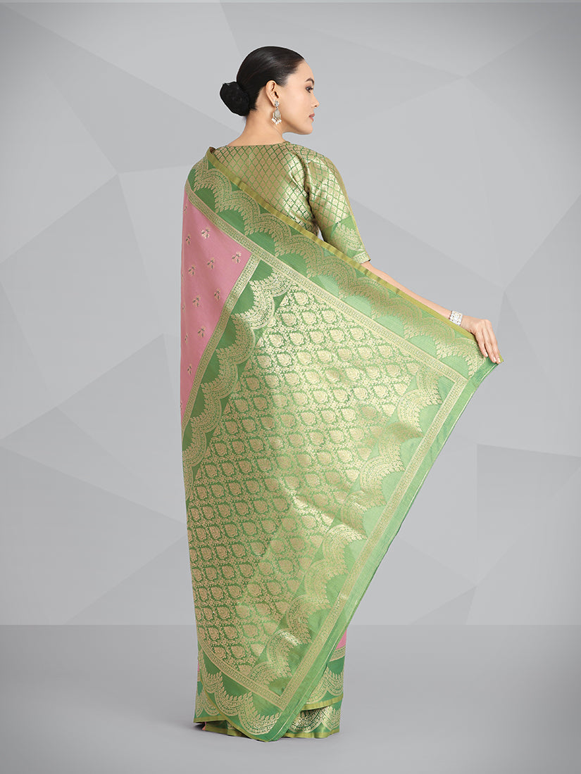 Monjolika Fashion Mauve Pink Color Weaving Banarasi Tissue Silk Classic Saree - Distacart