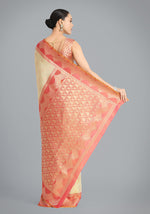 Thumbnail for Monjolika Fashion Cream Color Weaving Banarasi Tissue Silk Classic Saree - Distacart