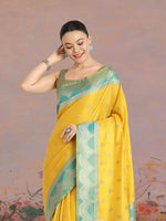 Thumbnail for Monjolika Fashion Yellow Color Weaving Banarasi Tissue Silk Classic Saree - Distacart