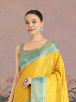 Thumbnail for Monjolika Fashion Yellow Color Weaving Banarasi Tissue Silk Classic Saree - Distacart