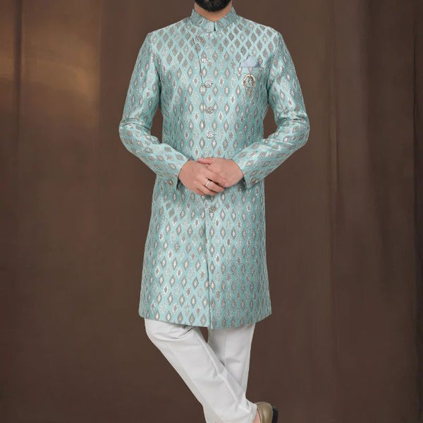 Joban Fashion Men's Green Woven Jacquard Kurta with Pyjama - Distacart