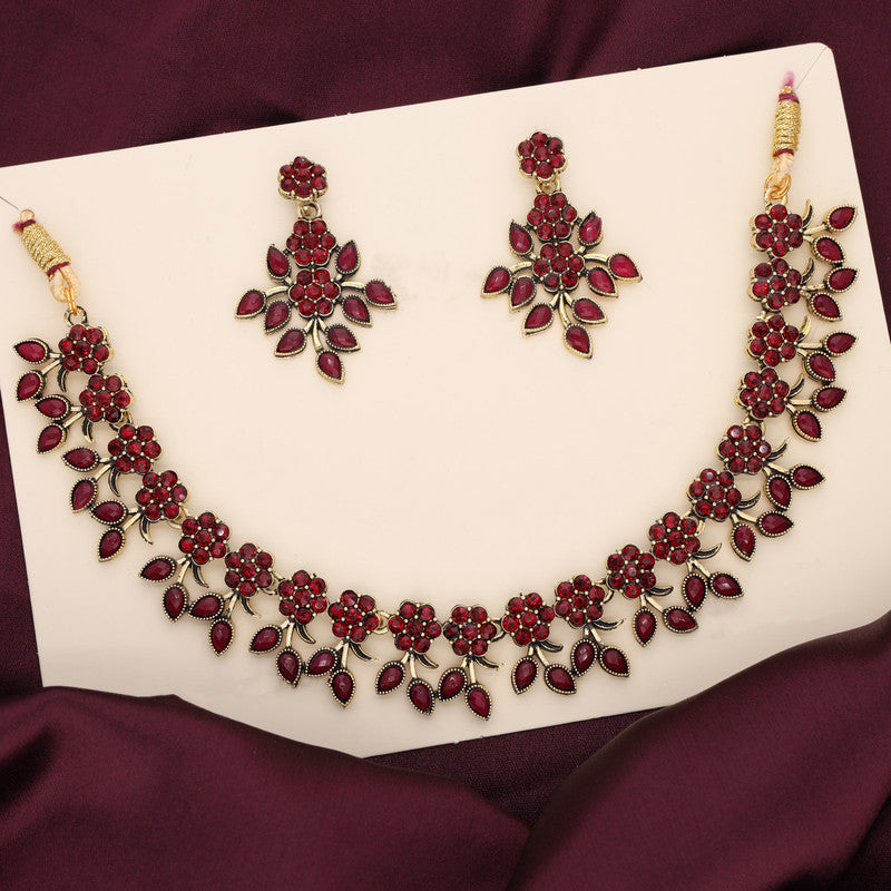 Tehzeeb Creations Gold Polish Pack of 1 Gold-Polished Choker Necklace Set With Earring For Women & Girls - Distacart