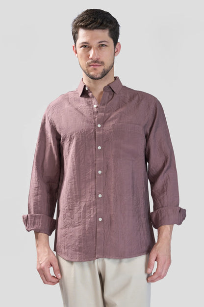 Xkind Brown Crush Wrinkled Look Regular Fit Shirt - Distacart