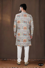 Thumbnail for Joban Fashion Men's Base Blue(Multi Colours) Georgette Kurta with Pyjama - Distacart